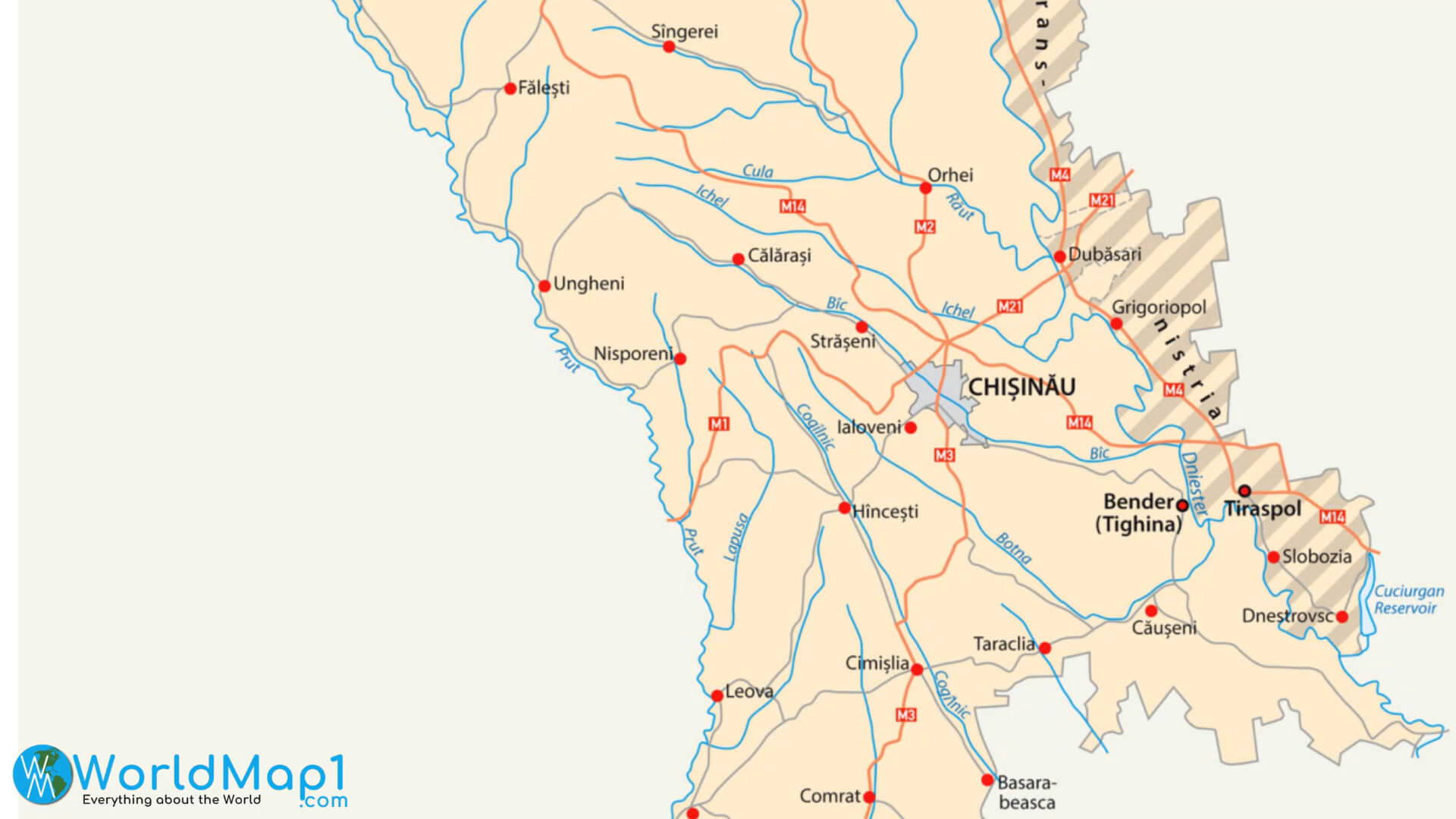 Chisinau Map and Moldova Major Cities